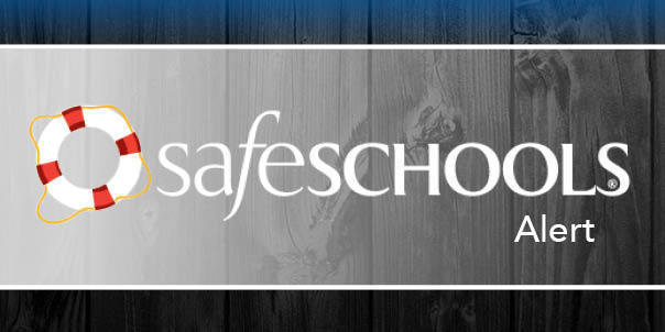 safe schools alert over wood panel backdrop with liferaft logo